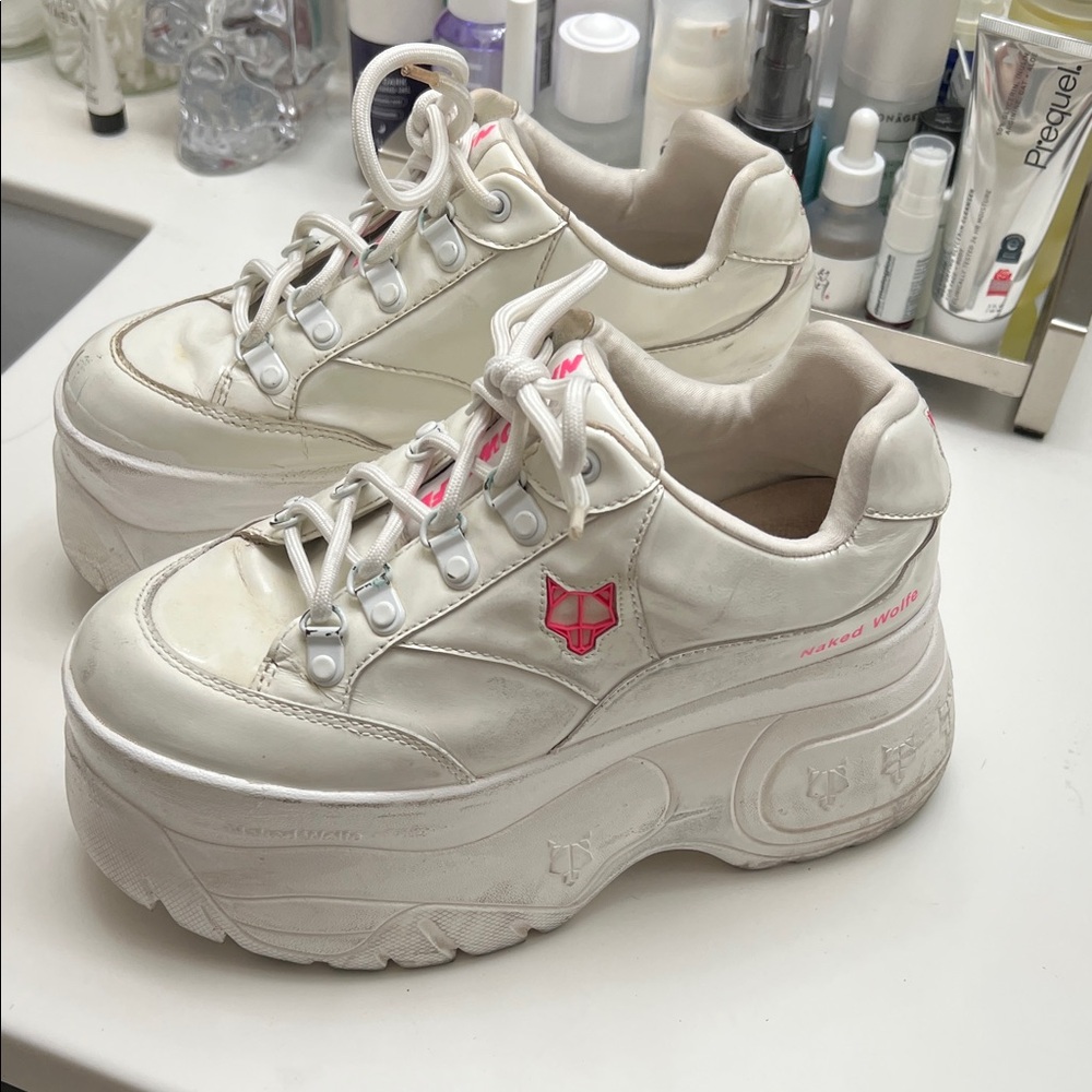 Naked Wolfe size 8 ART SPOOKY Pink Platform Sneakers rave